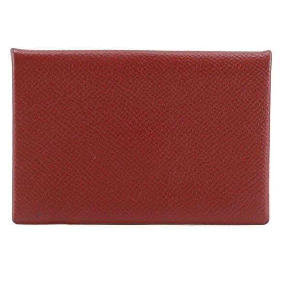 HERMES Calvi Card Case name card holder Red Epsom Women - Picture 1 of 15